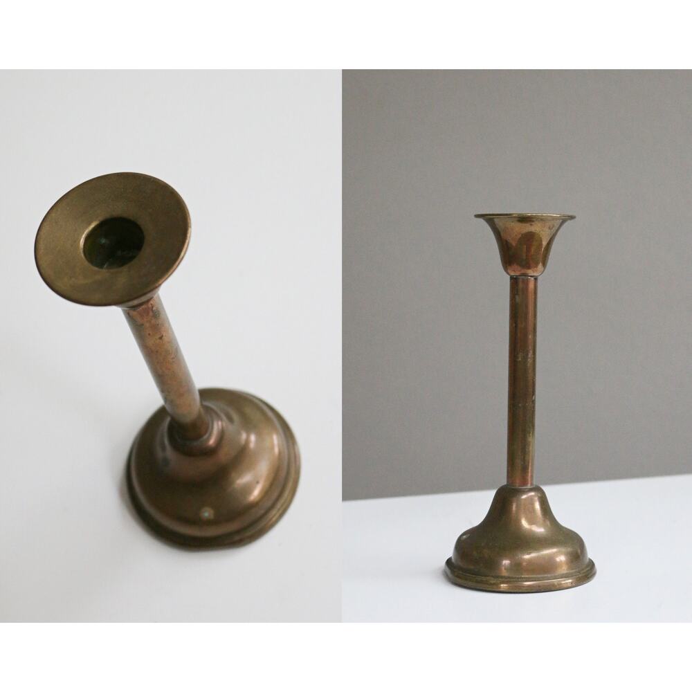 1920's Vintage The Turchin Co Solid Brass Taper Candle Holder ~ Arts & Craft Era